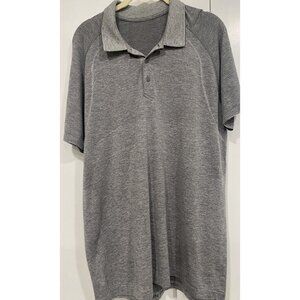 Lululemon Polo Shirt Mens L Gray Performance Live In Practice Metal Vent Tech